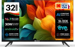 KODAK 9X Series 80 cm (32 inch) HD Ready LED Smart Android TV with 2 Speakers, 30 Watts Sound Output , Quad-Core Processor , Smart Shield Eye, Free 600+ Live Channels , Bezel-Less Display (3...