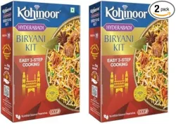 Kohinoor Authentic Basmati Biryani Kit,Hyderabadi|Easy 3-Step Recipe|Ready To Cook Biryani,339 G (Pack Of 2),678 Gram