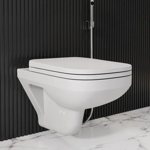 Image of KOHLER SPAN SQUARE WALL MOUNTED CERAMIC TOILET P-TRAP WHITE