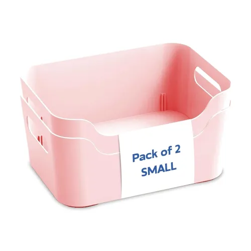 Image of KOLORR Jolly Small Plastic Storage Baskets with Handles - Pack of 2