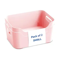 KOLORR Jolly Small Plastic Storage Baskets with Handles - Pack of 2