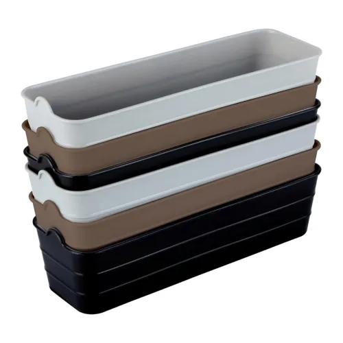 Image of KOLORR Unbreakable Flexi Tray Narrow- Black, Brown, Grey (Pack of 6) | Bathroom Organiser | Desk Organizers for Staition