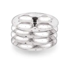 Komal Stainless Steel Idly Stand Suitable for Outer Lid Cooker,4x4 Plates,Silver
