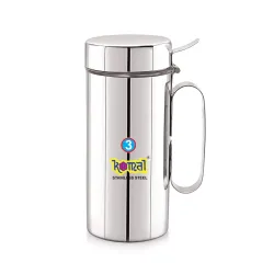 Komal White Cap Stainless Steel Oil Can Super Deluxe,1000 Ml (No.3),Silver.