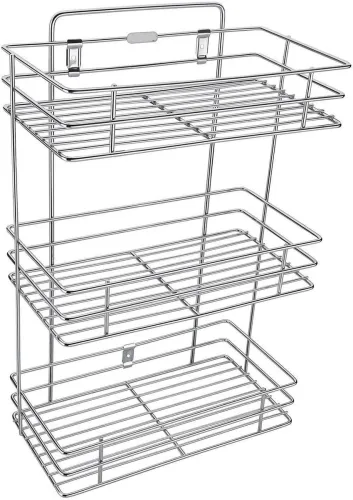 Image of Kombuis Kitchenware Utensil Kitchen Rack Steel 3 Layer Wall Mount Stainless Steel