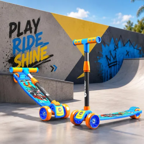 Image of Konex Kick Scooter for Kids (2+ Years) | 3 Broad Rubber Wheels for Smooth Ride