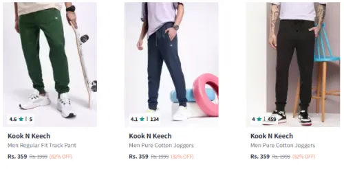 Image of Kook N Keech Men Fashion Trackpants Minimum 80% Discount