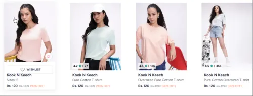 Image of Kook N Keech Kook N Kech Women Tshirt at minimum 90% Discount