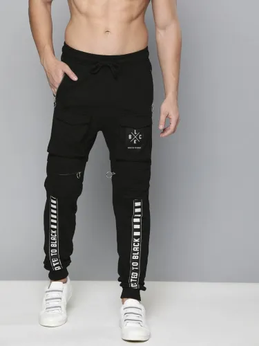 Image of Kook N Keech Men Graphic Print Black Track Pants