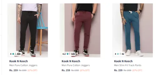 Image of Kook N Keech Men Pure Cotton Joggers Starting At @₹259