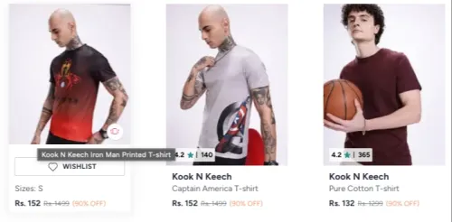 Image of Kook N Keech Men Tshirt Starting @ ₹152
