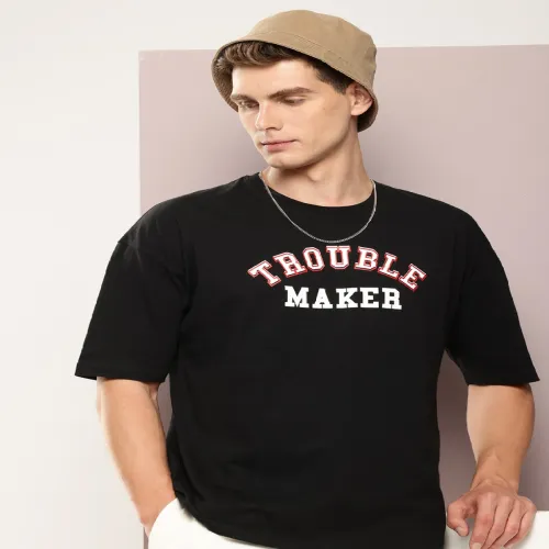 Image of Kook N Keech Men Typography Printed Oversized T-shirt