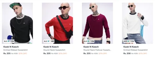 Image of Kook N Keech Men's Sweatshirts Starting at ₹205 
