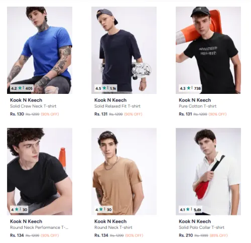 Image of Kook N Keech Men's T-Shirts Upto 90% Discount