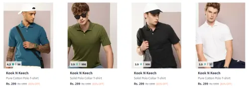 Image of Kook N Keech Polo Collar Pure Cotton T-shirt is Starting At @₹219