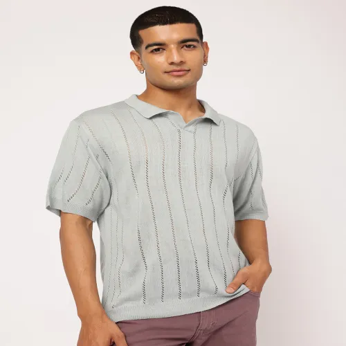Image of Kook N Keech Striped Oversized Polo T-shirt