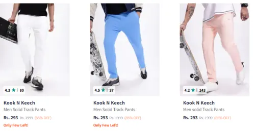 Image of Kook N Keech Men's Track Pants at Minimum 80% Discount