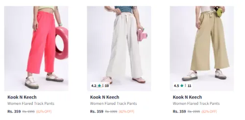 Image of Kook N Keech Women Flared Track Pants Starting At @₹359