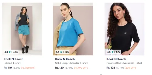 Image of Kook N Keech Women Tshirts @ Upto 90% Discount 