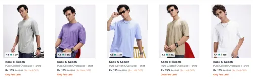 Image of Kook N Keech Men's Over Sized T-Shirts at minimum 80% Discount