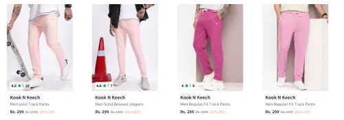 Image of Kook N Keech Men's Track Pants at minimum 80% Discount | Starting at ₹299