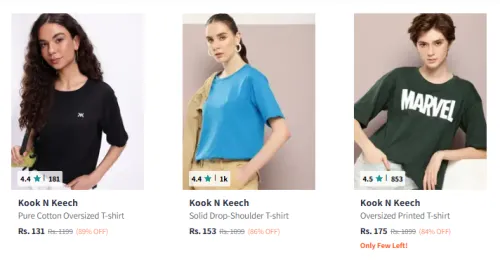 Image of Kook N Keech Women's Tshirt at Minimum 80% Discount