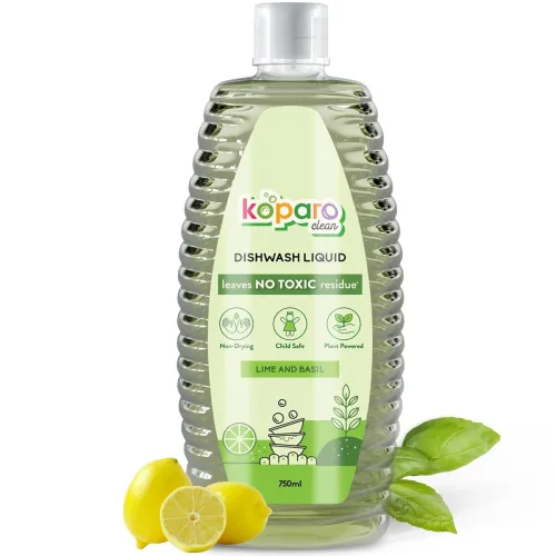 Image of Koparo Organic Dishwash Liquid | 750ml | Lime And Basil Fragrance | Natural, Plant Based & Eco-Friendly | Removes Tough 