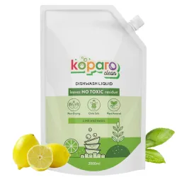 Koparo Organic Dishwash Liquid | 2 Litres Refill Pack | Powerful Grease Cutting Dishwasher Liquid | Thick Foam Liquid Di