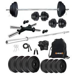 Kore PVC 12 kg Home Gym Set with One 4 ft Plain Rod and One Pair Dumbbell Rods