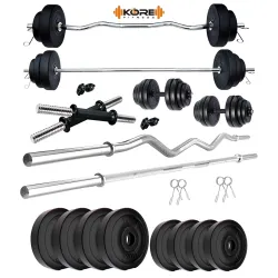 Kore PVC 12 Kg Combo 343 Wb-Wa Home Gym Set (Black)