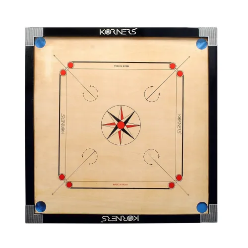 Image of KORNERS Carrom Board with Striker, Coins and Powder, Multicolor