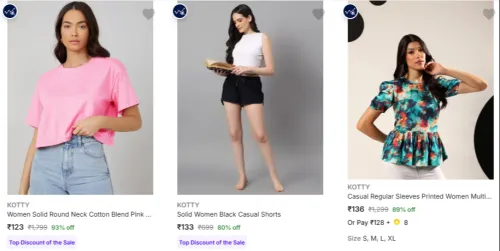 Image of KOTTY Clothing and Accessories at minimum 76% Discount