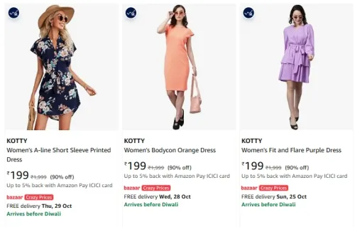 Image of KOTTY Dresses at minimum 90% Discount