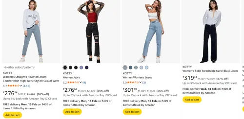 Image of KOTTY jeans for women upto 85% off