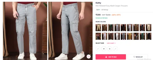 Image of Kotty Men Relaxed Easy Wash Cargos Trousers