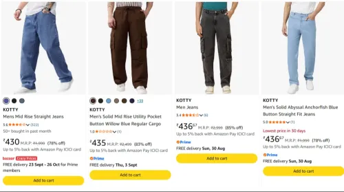 Image of KOTTY Men's Jeans upto 85% discount 