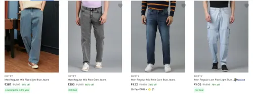 Image of KOTTY Men's Jeans at minimum 78% Discount