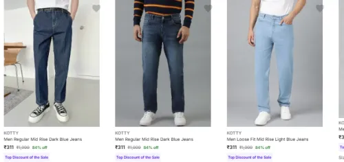 Image of Kotty Men's Jeans Upto 84% Discount