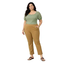 KOTTY Plus Size Women’s High Waist Straight Fit Formal Office Wear Trouser Pants
