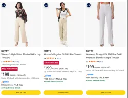 KOTTY Trouser For Woman at minimum 85% Discount