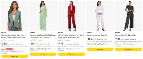 Image of KOTTY Women Co-ord Set at Minimum 80% Discount