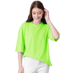 KOTTY Womens Cotton Blend Solid Oversized T-Shirts
