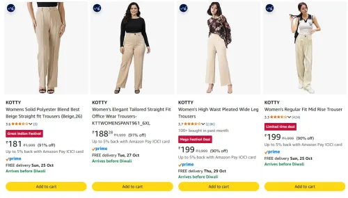 Image of KOTTY Women Pants starting at ₹181