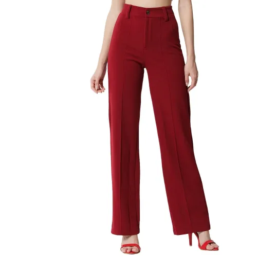 Image of KOTTY Women Polyester Blend Solid Trousers