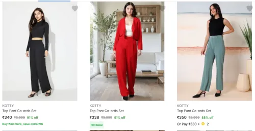 Image of Kotty women's Co Ords set at Minimum 90% Off