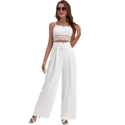 KOTTY Women's High Rise Viscose Rayon Relaxed Fit Korean Trousers