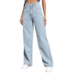 KOTTY Women’s High Waist Denim Jeans | Straight, Relaxed & Wide Leg Fit | Light Blue, Dark Blue & Black | Casual Regular Length Fashion Wear
