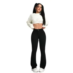 KOTTY Women's Flared Jeans|High Waist Bootcut|Wide Leg|Bell Bottom Denim for Trendy & Comfortable Fit