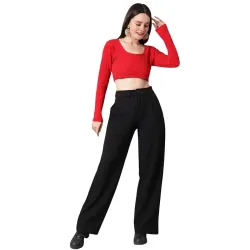 KOTTY Women's High Waist Pleated Wide Leg Trousers