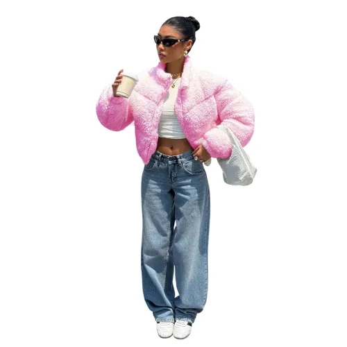 Image of KOTTY Women’s Regular Fit Sherpa Crop Winter Jacket